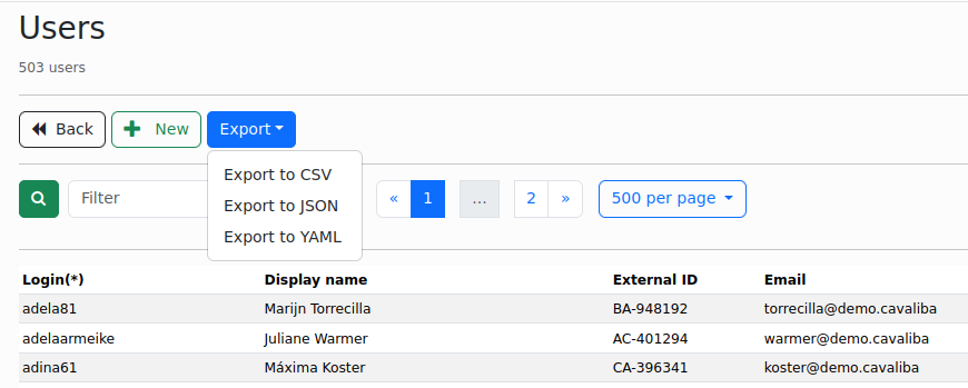 Export Users from UI